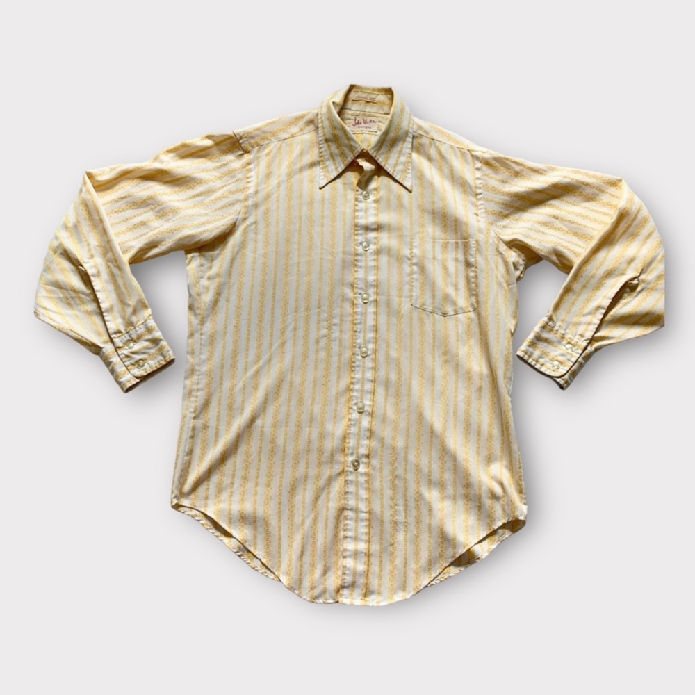 Vintage 60s Yellow & White Striped Button Up Shirt
